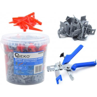 GEKO Vyrovnávací systém na obklady a dlažbu s klínky a klipsy, sada 401ks G00392 – Zboží Mobilmania