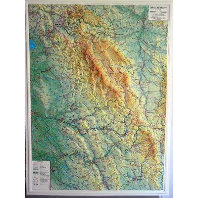 Orlické hory - plastická mapa 75 x 100 cm v dřevěném rámu – Zboží Mobilmania