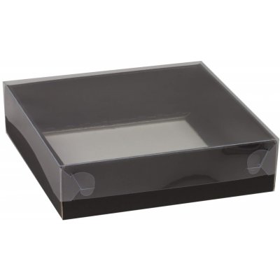 Dárková krabice s průhledným víkem 150x150x50 mm, černo-bílá – Zboží Mobilmania