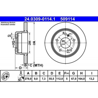 Brzdový kotouč ATE 24.0309-0114.1 | Zboží Auto