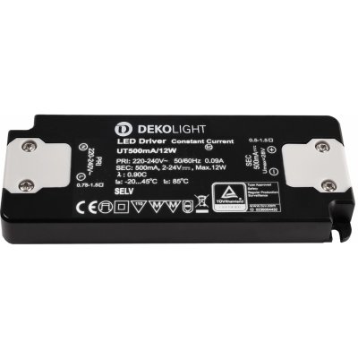 Deko-Light LED-napájení FLAT, CC, UT500mA/12W konstantní proud 500 mA IP20 2-24V DC 1,00-12,00 W 862225 – Zboží Mobilmania
