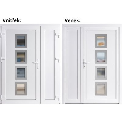 Soft Dvoukřídlé vchodové dveře levé 010 Inox+Panel plný Bílá - Bílá 150 x 200 cm – Hledejceny.cz