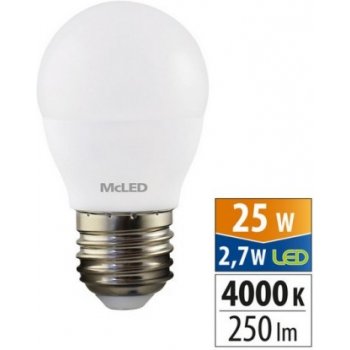 McLED LED žárovka E27 G45 2,7W 25W neutrální bílá 4000K