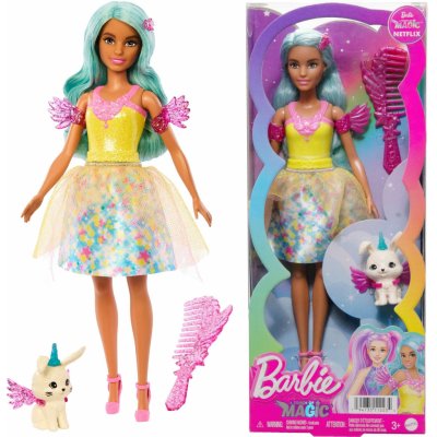 Mattel Barbie modrovlasá víla Touch of Magic zvířátko a doplňky – Zbozi.Blesk.cz