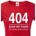 Bezvatriko.cz Dámské tričko pro programátory 404 sleep not found Červená – Zboží Mobilmania