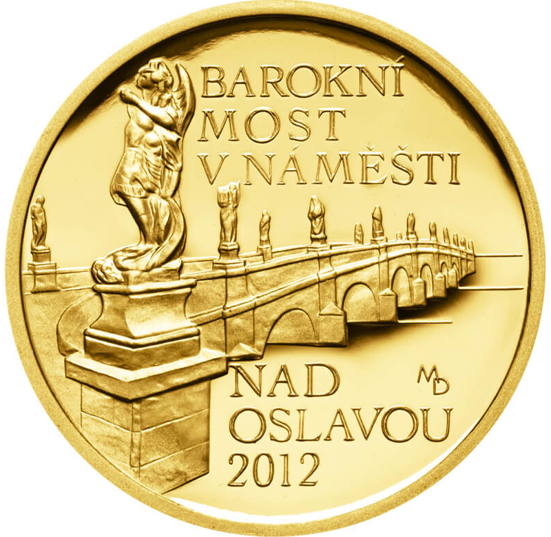 ČNB Zlatá mince 5000 Kč Barokní most v Náměšti nad Oslavou 2012 Proof 1/2 oz
