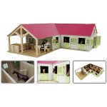 Kids Globe 610210 Stodola se stájemi pro koně a růžovou střechou 1:24 – Sleviste.cz