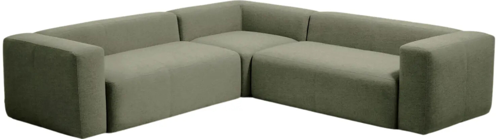 Kave Home Zelená manšestrová rohová pohovka Blok 290 cm levá/pravá