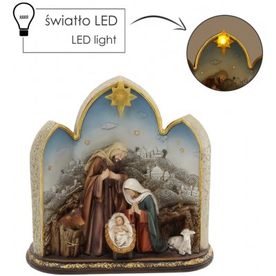 Pro-Tech shop Vánoční figurka Svatá rodina v betlémě s LED hvězdou 21x10x21cm 80154 – Hledejceny.cz