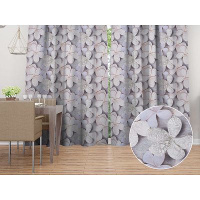 Biante Dekorační závěs PML-032 Designové květy na šedém 145x200 cm – Hledejceny.cz