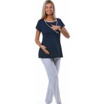 Luxusní pyžamo těhotenské a kojící do porodnice 1B1911 modrá – Zboží Mobilmania