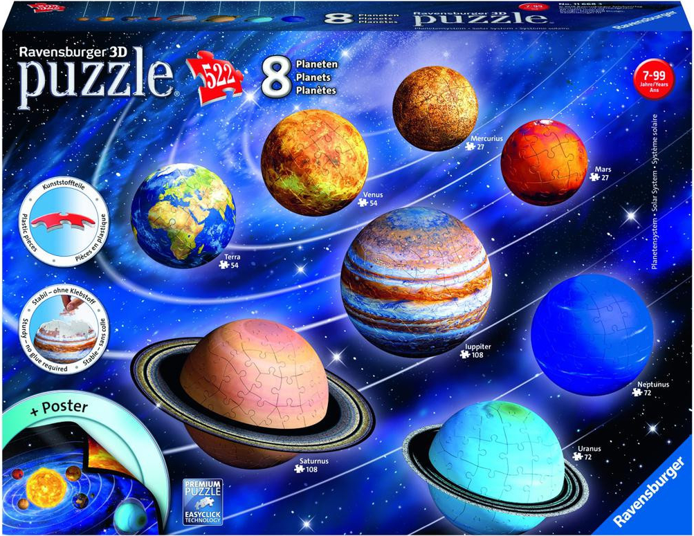 Ravensburger 3D puzzle Planetární soustava 522 ks od 949 Kč - Heureka.cz