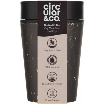 Circular & Co recyklovaný kelímek na kávu Černá Černá 227 ml