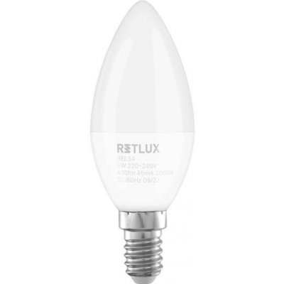 Retlux žárovka LED E14 5W C37 bílá teplá REL 34 2ks