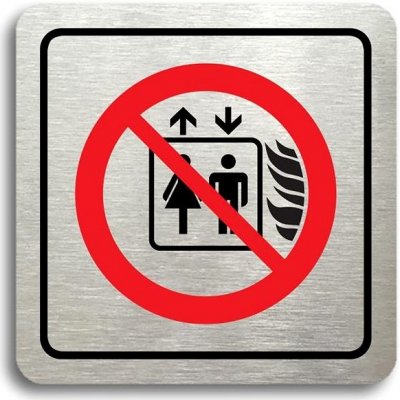 Accept Piktogram "tento výtah neslouží k evakuaci osob" (80 × 80 mm) (stříbrná tabulka - barevný tis – Zboží Mobilmania