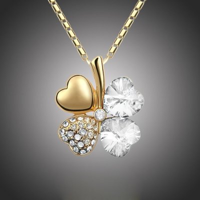 Sisi Jewelry Swarovski Elements čtyřlístek pro štěstí zlato čirý Bílá/čirá NH1078