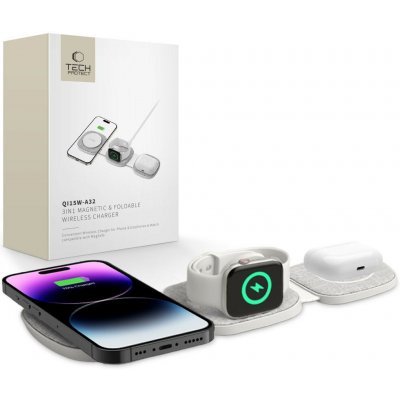 Nabíječka pro iPhone, Apple Watch a AirPods - Tech-Protect, A32 MagSafe Wireless Charger White – Hledejceny.cz