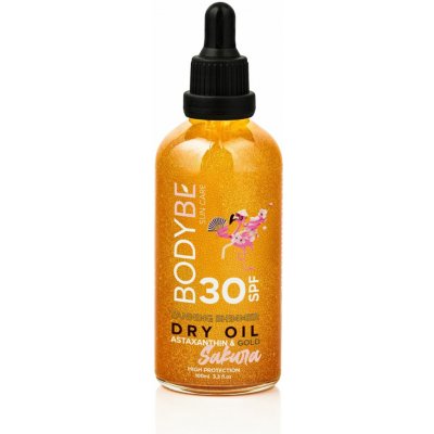 Bodybe Suchý zlatý opalovací olej SPF 30 Astaxanthin Sakura 100 ml – Zboží Dáma