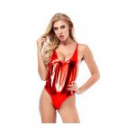 bdsm bondage shop Sexy dámské kovově lesklé tanga plavky Barva Červená – Zboží Mobilmania