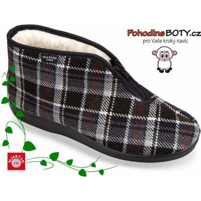 Mjartan pánské kotníkové papuče s kožíškem na zip 804 káro – Sleviste.cz