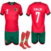 Fotbalový dres ShopJK dětský fotbalový dres s podkolenkami Ronaldo Portugalsko komplet