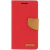 Pouzdro a kryt na mobilní telefon Apple Pouzdro Goospery Mercury Canvas diářové Apple iPhone 5 / 5S / SE Red / Camel