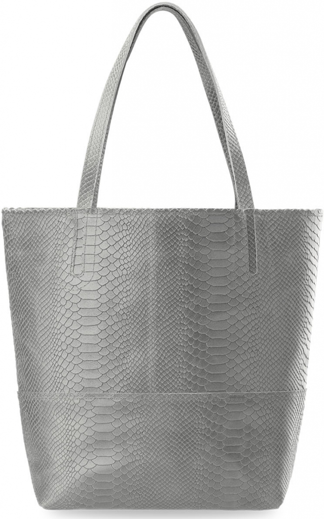 Genuine Leather dámská kabelka vak shopper bag šedý