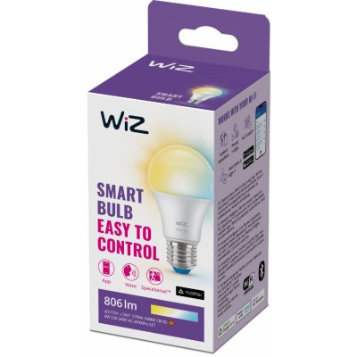 WiZ LED žárovka E27 A60 8W 806lm 2700-6500K CRI80 IP20, stmívatelná – Sleviste.cz