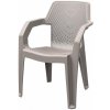 Zahradní židle a křeslo Mega Plast, plastové křeslo MAREA polyratan, capuccino