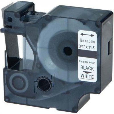 Kompatibilní páska s Dymo 18489 / S0718120, 19mm x 3, 5m černý tisk / bílý podklad, nylon flexi – Zboží Živě