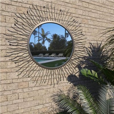 HD Zahradní nástěnné zrcadlo zářící slunce 80 cm černé – Zboží Mobilmania