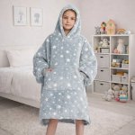 TMN Magická svítící deka STARS s kapucí a rukávy šedá – Zboží Dáma