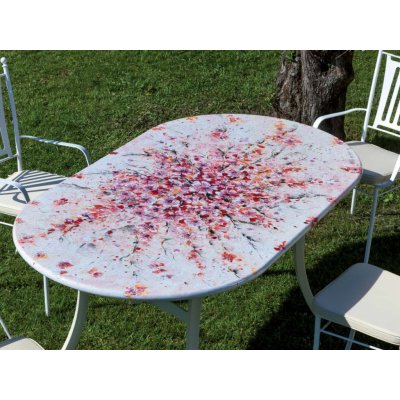 Bella Umbria Keramický oválný stůl Romantico z lávového kamene Barva nohou: Bianco Opaco (Matná bílá) – Zboží Mobilmania