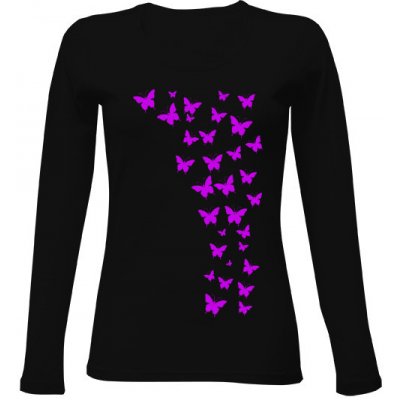 Tričko s potiskem motýlí něha černá
