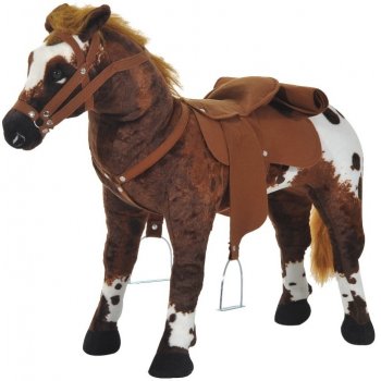 HOMCOM Hrací kůň 85 x 28 x hnědobílý 60 cm