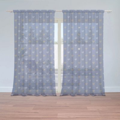 Sablio Záclony Srdíčka na modré: 2ks 150x250cm – Hledejceny.cz