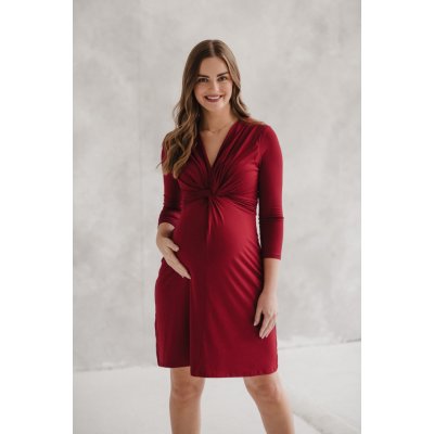 Těhotenské kojící šaty Loop Dress 7/8 Burgundy – Zboží Dáma