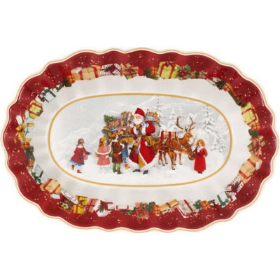 Villeroy & Boch Toy's Fantasy Oválný podnos na cukroví Santa a děti 29x19cm