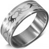 Prsteny Šperky eshop ocelový prstýnek ve stříbrné s potiskem srdce v ornamentu B3.09