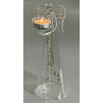 Anděl čirý s fialovými skleněnými perlami na čajovou svíčku výška 25cm – Hledejceny.cz