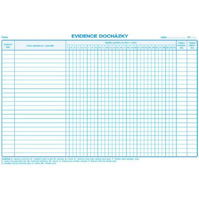 Optys 1150 Evidence docházky A4 nepropisovací