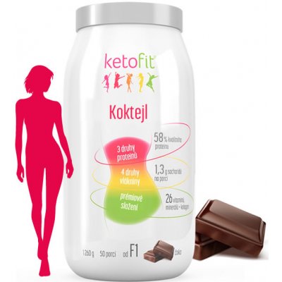 Ketofit Premium proteinový koktejl 1 260 g, 50 porcí – Zboží Dáma