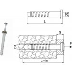 KOŇAŘÍK 80430641 - Natloukací hmoždinka N6x40mm s límcem , balení 50 ks