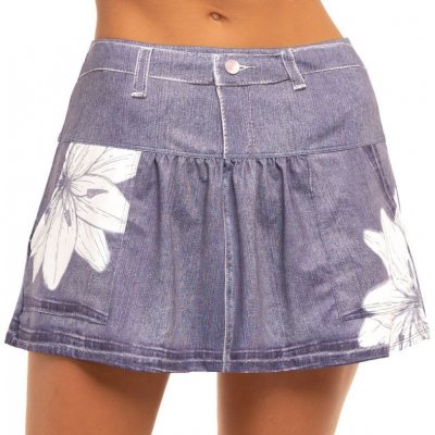 Lucky in Love Novelty Floral Denim Pocket Skirt medium denin