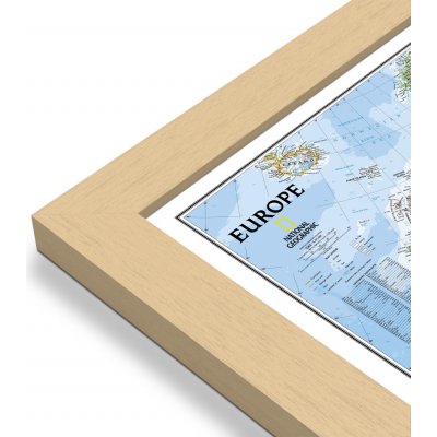National Geographic Evropa - nástěnná mapa Classic 118 x 92 cm Varianta: mapa v dřevěném rámu, Provedení: Pegi přírodní – Sleviste.cz