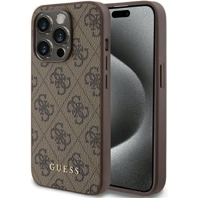 Guess iPhone 15 Pro HC PU 4G Metal Logo hnědé – Zboží Mobilmania