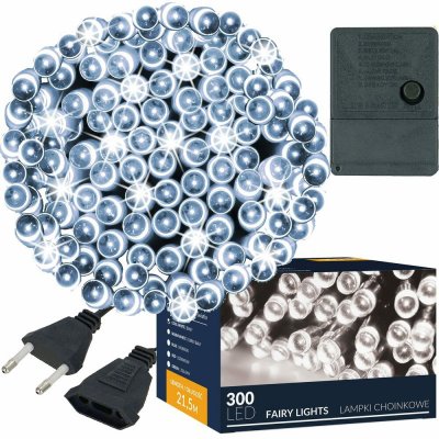 SPRINGOS LED světelný řetěz 10m 100LED 8 funkcí ovladač 3xAA IP44 studená bílá – Hledejceny.cz