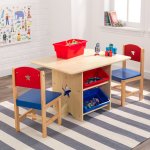 KidKraft Dřevěný set stůl s 2 židle přírodní a bílá – Zboží Dáma