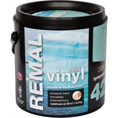 Barvy A Laky Hostivař Remal Vinyl Color mat, prémiová malířská barva, omyvatelná, 420 tyrkysově modrá, 3,2 kg – Zboží Mobilmania