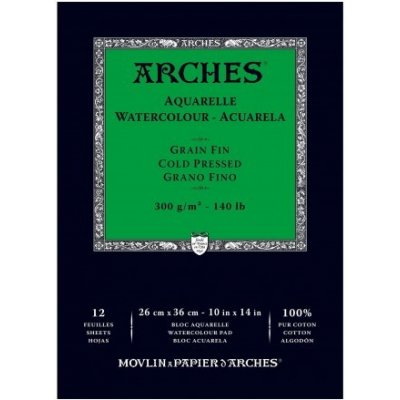 Arches Aquarelle 100% BA 26x36cm lepený 300g 12listů cold pressed – Zbozi.Blesk.cz